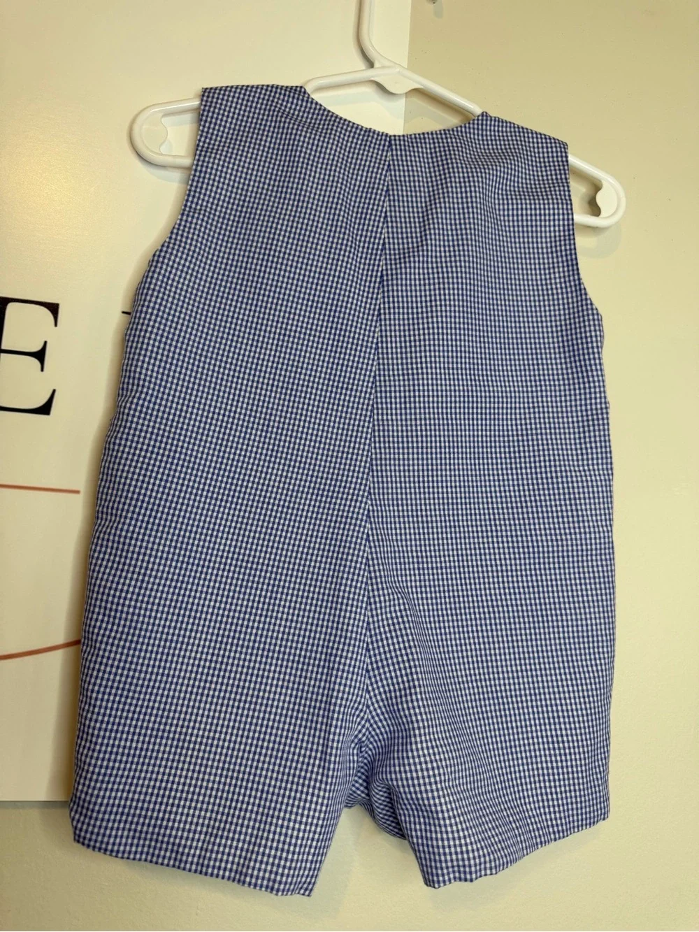 Classic Blue Gingham Smocked Police Car One-Piece for Kids